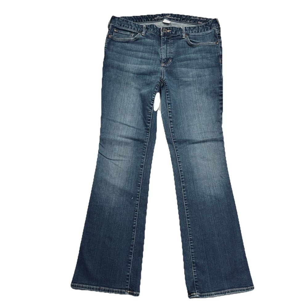 Eddie Bauer Brook Slightly Curvy Bootcut Jeans 12S (32x29.5) Blue Stretch Womens